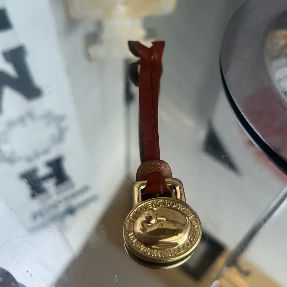 Dooney & Bourke  vintage Brown Leather Keychain with Gold Accent